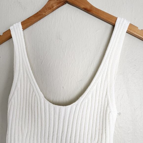 NEW Vince Rib Tie Back Cotton Blend White Ribbed Knit Tank Top - Picture 10 of 12